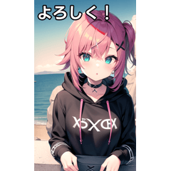 X hoodie girl playing in the sea 4