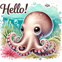 Realistic Cute Octopus: LINE Stickers