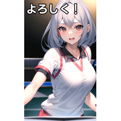 Silver-haired table tennis girl