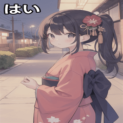 Cute girl in kimono