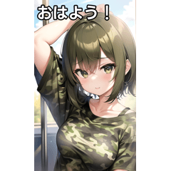 迷彩Tシャツ女子は電車に乗る