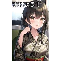 迷彩着物女子は電車に乗る