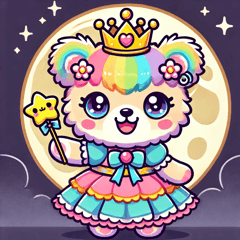 Full Moon and Colorful Bear Princess