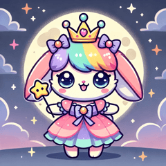 Full Moon and Colorful Rabbit Princess