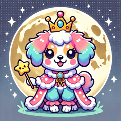 Full Moon and Colorful Dog Princess