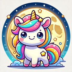 Full Moon and Colorful Unicorn1