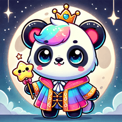 Full Moon and Colorful Panda Prince