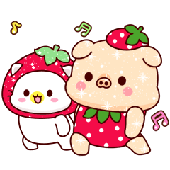 亮亮豬&幼幼貓-可愛草莓季