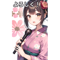 Karaoke girl in yukata