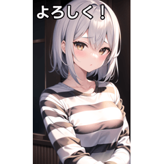 silver hair striped girl