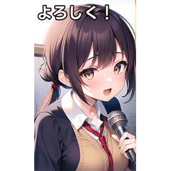 Karaoke girl in school uniform