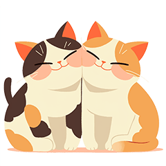 TWO CUTE CATS STICKER JAPANESE