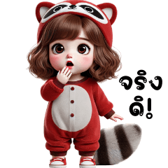 Cute little girl - red raccoon outfit