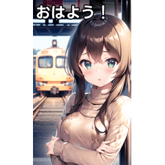 セーター女子は電車を待つ