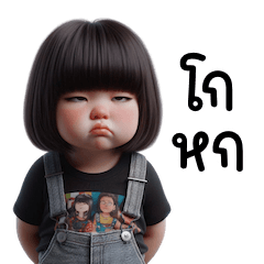 cute girl with puffy cheeks – LINE stickers | LINE STORE