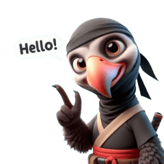 Cute ninja condor sticker 002