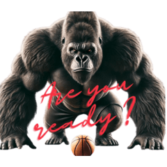 Gorilla playing basketball stamp