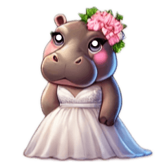 Fancy White Dress Hippo