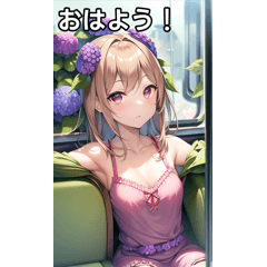 紫陽花女子は電車で行く