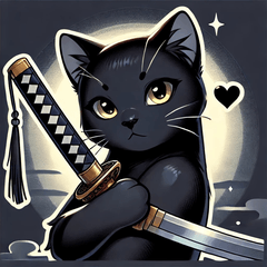 Sword-Wielding Black Cat