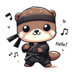 Cute ninja otter sticker 001