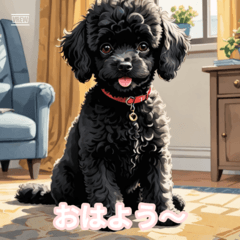 Black Toy Poodle Daily Sticker Set