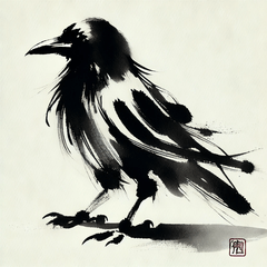 Sumi-e Crow Stamps