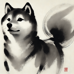 Japanese Ink Painting Shiba Inu Stickers