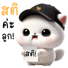 Udon: Funny white cat (Big stickers)