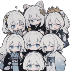 Cute silver hair KINONO girl Sticker