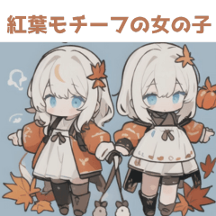 Autumn leaves motif girl