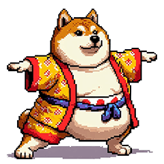 Pixel art Okinawa fat shiba