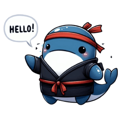 Cute ninja whale sticker 001