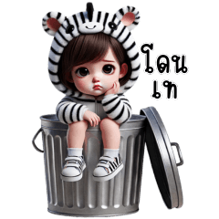 Cute little girl gang - Zebra outfit