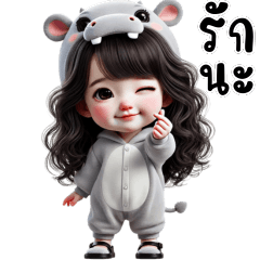 Cute little girl gang - Hippo outfit