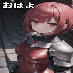 Redhairedshort-hairedsmiling lady knight