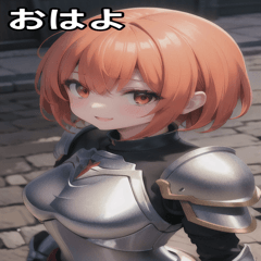 Short orange hair, smiling female knight