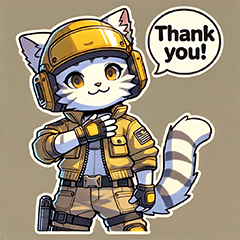 Yellow Helmet Cats Sticker