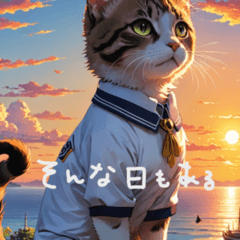 cute cat wearing a sailor suit