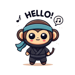 Cute ninja ape sticker 001