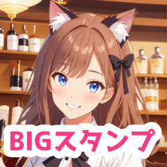 Bartender's cat ear angel BIG sticker