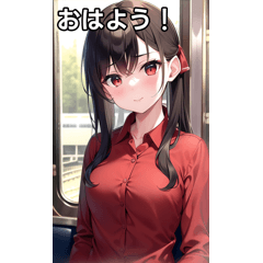 Girls in red collared shirts like trains