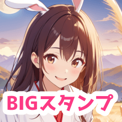 Rabbit girl enjoying moon BIG sticker