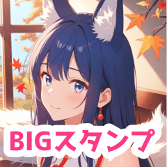 BIG sticker fox girl China dress autumn