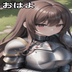 Angry female knight brown hair long