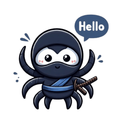 Cute ninja spider sticker 001