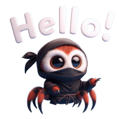 Cute ninja spider sticker 002