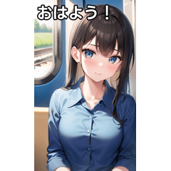 Girls in blue shirts go by train