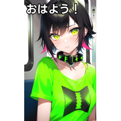 neon punk girl and train