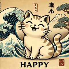 Hokusai Cat Emotion Stickers